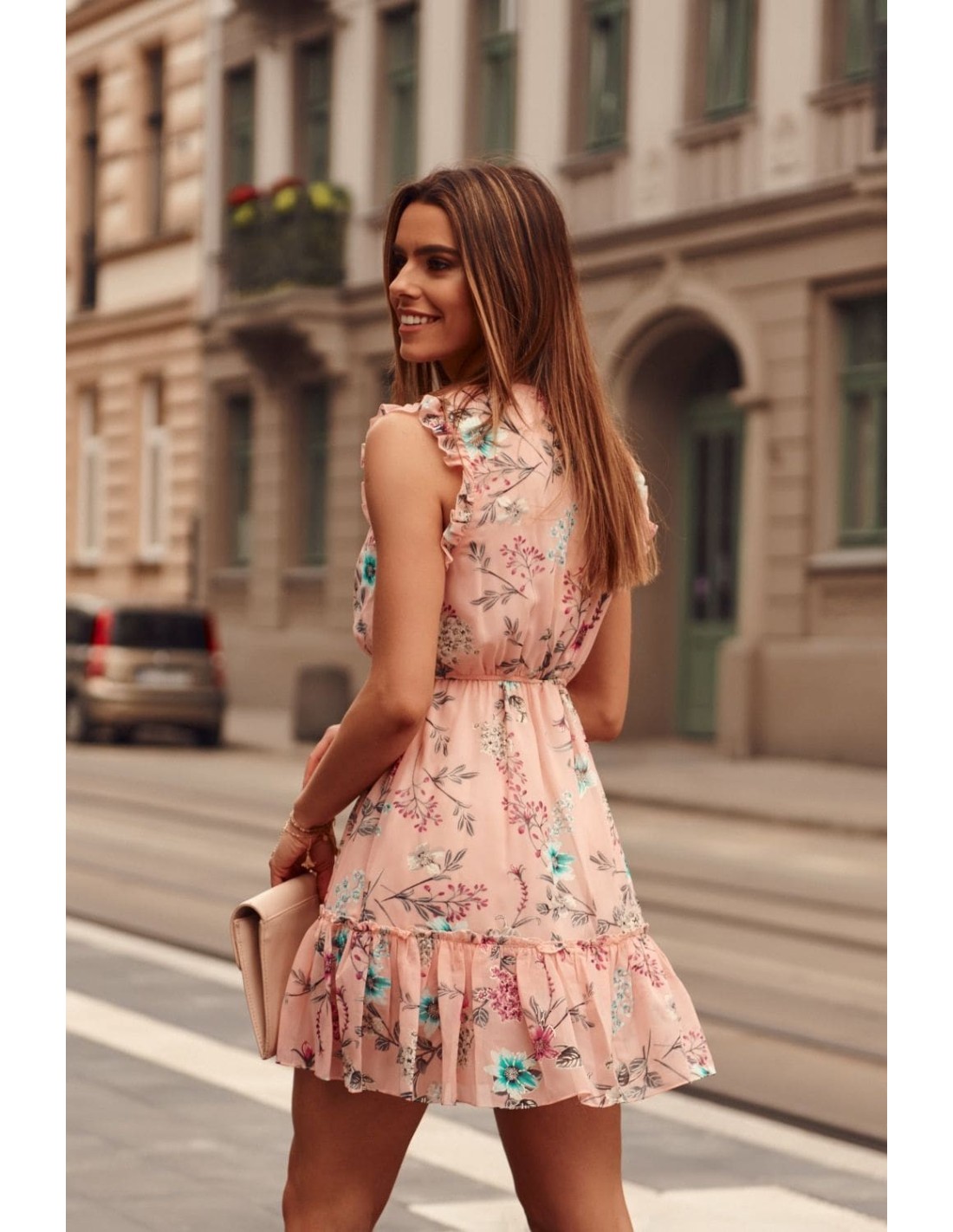 Delicate, powdery floral dress PR3187 - Online store - Boutique